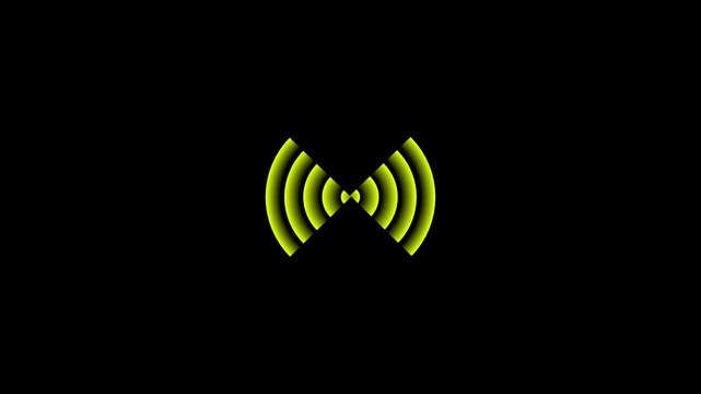 Radio waves, Circle radar interface signal with concentric ring. Radio wave circle background. Abstract neon circle radio waves looping background optimized for signal visualization