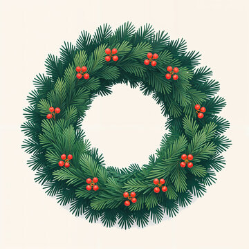 Christmas wreath decoration illustration isolated on white