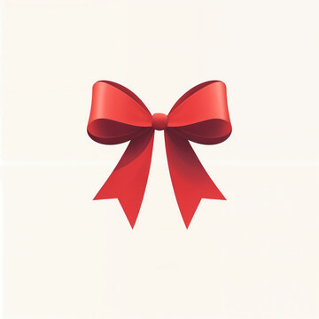 Red ribbon bow Christmas decoration isolated on white