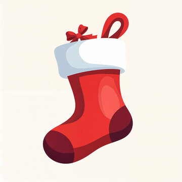 Red Christmas stocking icon isolated on white