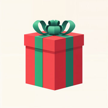 Christmas gift box with ribbon isolated on white