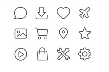 Set of outline icons on a gradient background