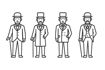 Vintage Gentlemen Line Art
