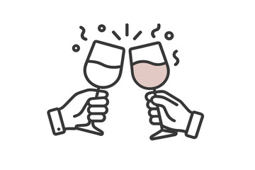 Cheers with wine glasses and confetti