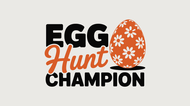 Egg hunt champion logo with decorative Easter egg and text