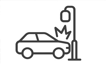 Car Accident with Street Light Icon