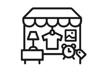 Thrift store outline icon with items