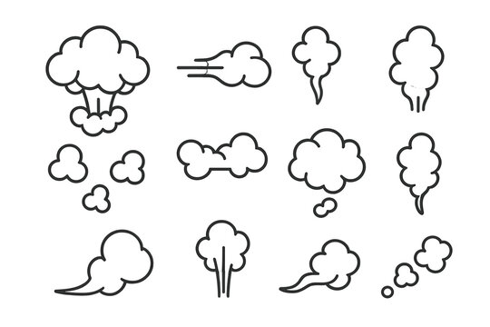 Cartoon smoke and dust cloud icons