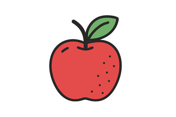 Red Apple with Leaf on Green Gradient Background