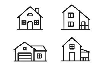 Collection of stylized house icons on dark background