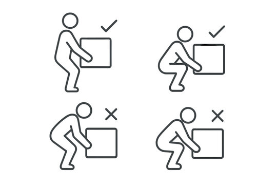 Safe and unsafe lifting techniques illustration