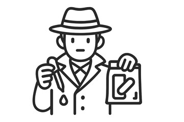 Detective holding a knife and a evidence bag