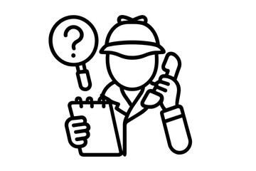 Detective with Magnifying Glass and Notepad