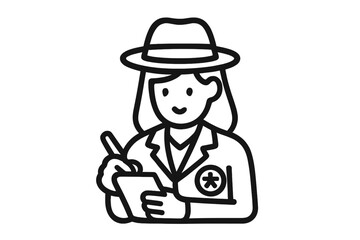 Female detective with notepad and pen