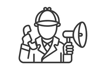 Detective with Megaphone and Magnifying Glass