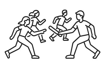 Relay race icons passing baton