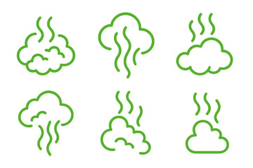 Green Smoke Puffs with Glowing Outline