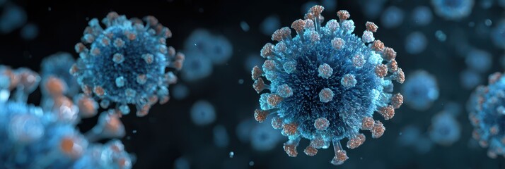 Detailed Macro Shot of Delta Plus Variant Coronavirus Cell: SARS-CoV-2 Mutation Representing 2022 Pandemic