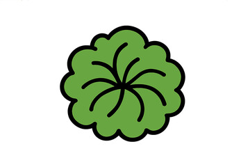 Green stylized leaf with radial lines on a gradient background