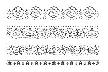 Decorative borders with floral and heart motifs