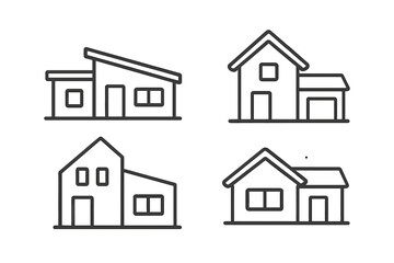 Set of four outline house icons on a gradient background