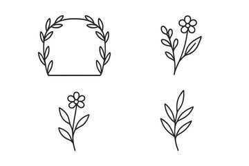 Minimalist Floral and Botanical Elements on Dark Background