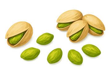 Close up illustration of fresh pistachios on a gradient background