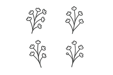 Four branches with simple flower icons on a dark gray background