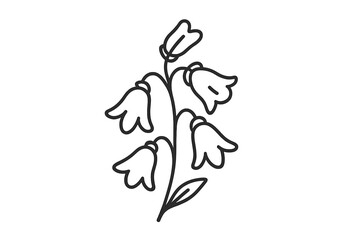 Line art of bellflowers against a gradient background