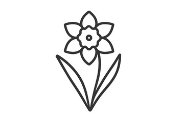 Outline of a Daffodil Flower with Leaves