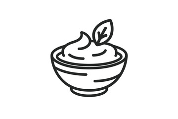Creamy dip with a leaf in a bowl icon