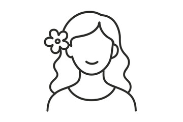 Minimalist avatar of a woman with a flower in her hair