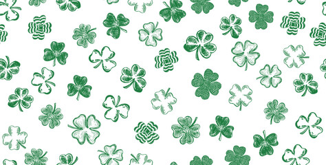 St. Patrick's Day. Sketch set clover. Hand drawn illustration.	
