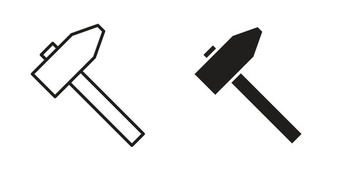 Hammer icons. Minimal logo design element, vector illustration.