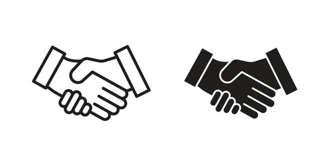 Handshake icons. Minimal logo design element, vector illustration.