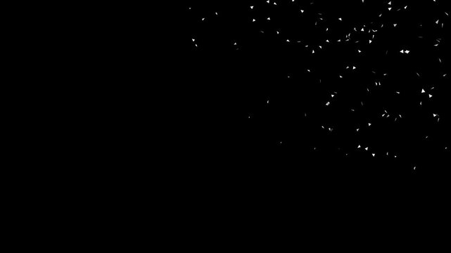 White Confetti Explosion on Black Background scattered