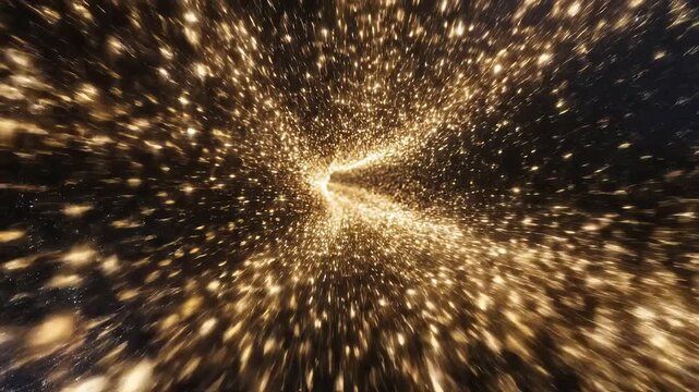 Golden Sparkle Tunnel Effect with Motion Blur and Light Streaks.