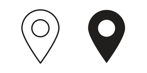 Navigation pin icons. Minimal logo design element, vector illustration.