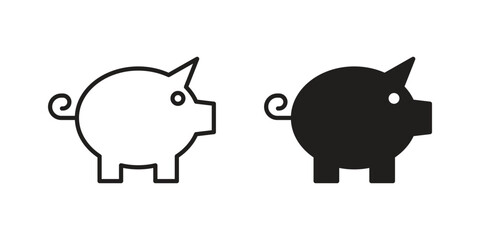 Piggy bank icons. Minimal logo design element, vector illustration.