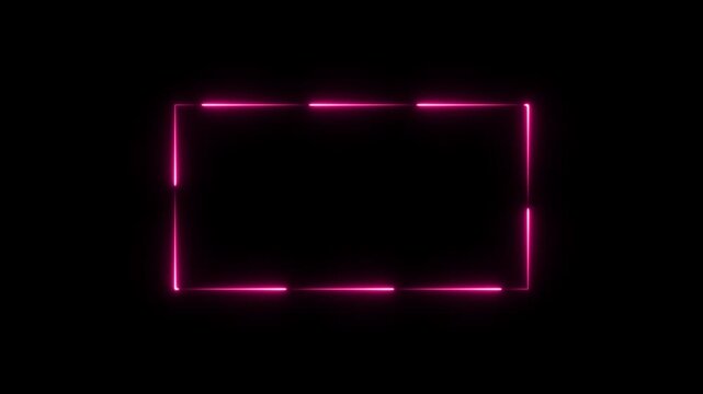 Pink Neon Square Frame With Broken Lines abstract background