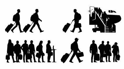 Obraz premium Travelers walking with luggage at airport