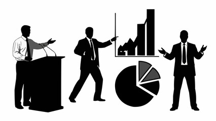 Obraz premium Businessmen presenting data analysis in professional settings with graphs
