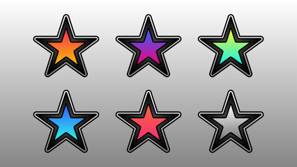 Set of color stars. Star burst.