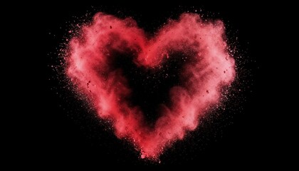 Red powder creating a heart shape on a dark background, symbolizing love and affection