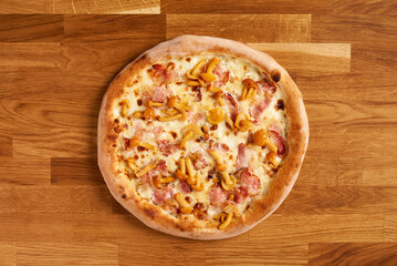 Vegetarian Pizza.Pizza with mushrooms on a white background. 