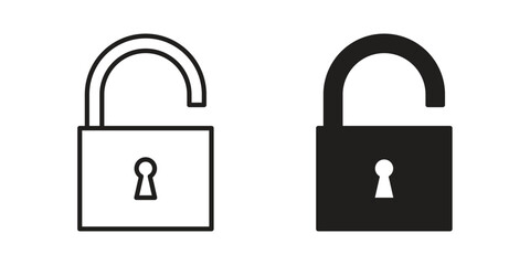 Unlock icons. Minimal logo design element, vector illustration.