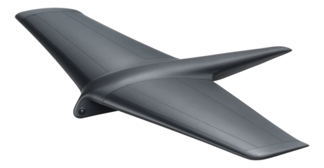 Swept-back horizontal stabilizer designed for improved drag reduction.