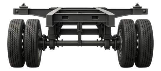 Adjustable sliding axle trailer for efficient container handling.
