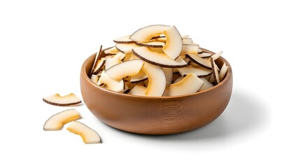 Raw Peanuts in Wooden Bowl Isolated on White Background
