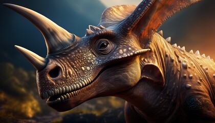 detailed close up of a triceratops